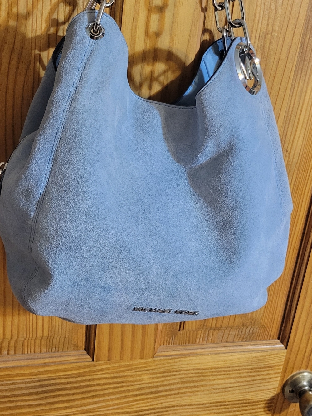 Michael Kors Sky Blue Suede Shoulder Bag